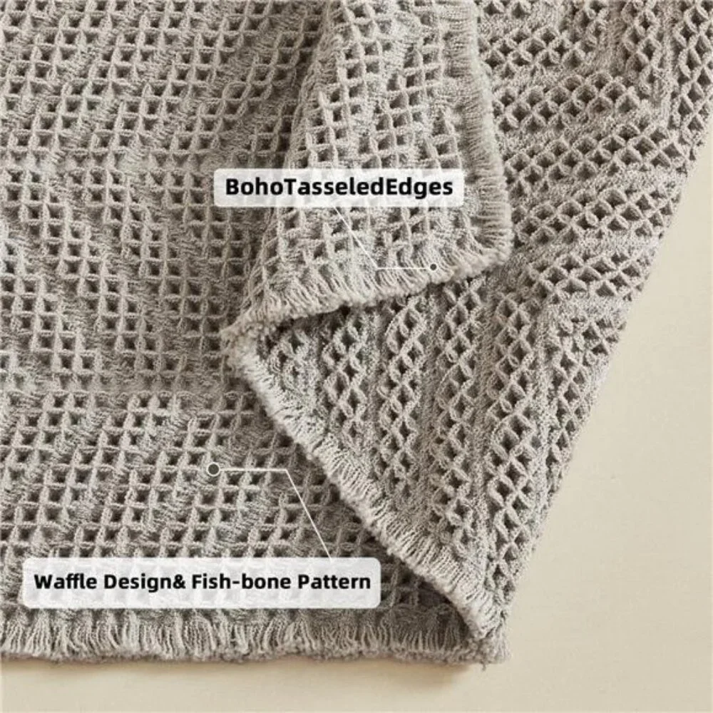 Bath Rugs,Upgraded Waffle Bath Mat,Super Absorbent Boho Bath Rug Non Slip Bath